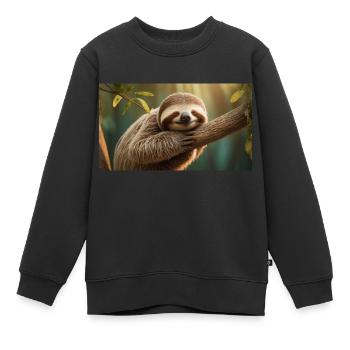 Niedliche Tiere chillen – Faultier - Kinder Premium Organic Sweatshirt - Schwarz - Vorne - AI Model Kid Female (0cm)