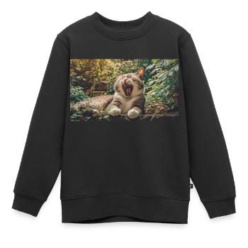 Niedliche Tiere chillen – Katze - Kinder Premium Organic Sweatshirt - Schwarz - Vorne - AI Model Kid Female (0cm)