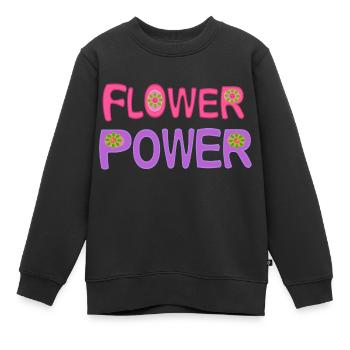Flower power - Kinder Premium Organic Sweatshirt - Schwarz - Vorne - AI Model Kid Female (0cm)