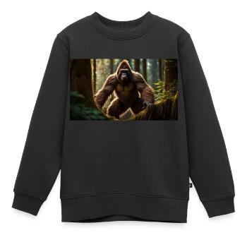 Sasquatch Bigfoot im Waldmonster dunkel - Kinder Premium Organic Sweatshirt - Schwarz - Vorne - AI Model Kid Female (0cm)