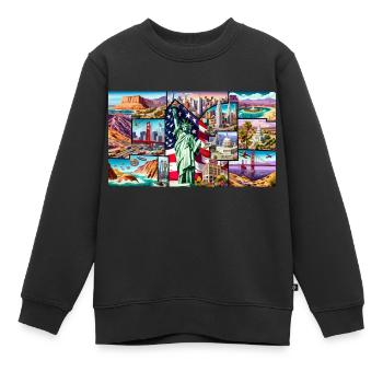 United States - Kinder Premium Organic Sweatshirt - Schwarz - Vorne - AI Model Kid Female (0cm)