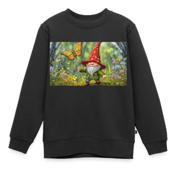 mignon petits gnomes vie quotidienne papillon volant - Sweat Premium enfant bio - noir - Devant - AI Model Kid Female (0cm)