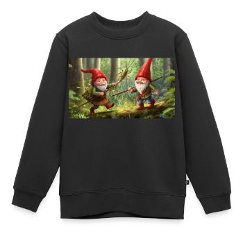 Zwerge auf der Jagd nach Heuschrecke - Kinder Premium Organic Sweatshirt - Schwarz - Vorne - AI Model Kid Female (0cm)