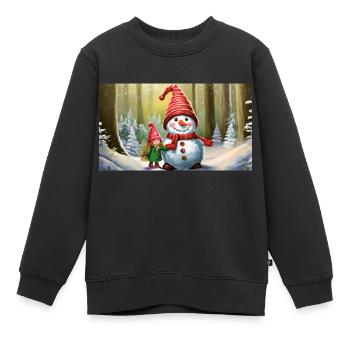 mignons petits gnomes vie quotidienne construction bonhomme de neige - Sweat Premium enfant bio - noir - Devant - AI Model Kid Female (0cm)