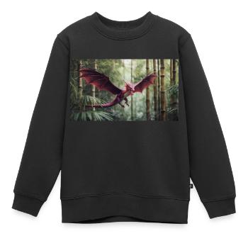 Un petit dragon violet majestueux et réaliste - Sweat Premium enfant bio - noir - Devant - AI Model Kid Female (0cm)