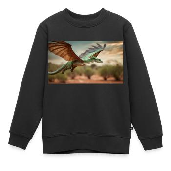 Un dragon vert orange réaliste dans l’outback - Sweat Premium enfant bio - noir - Devant - AI Model Kid Female (0cm)