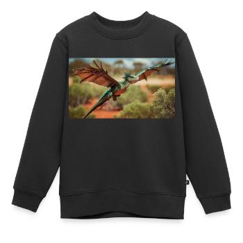 Un dragon vert orange réaliste dans l’outback - Sweat Premium enfant bio - noir - Devant - AI Model Kid Female (0cm)