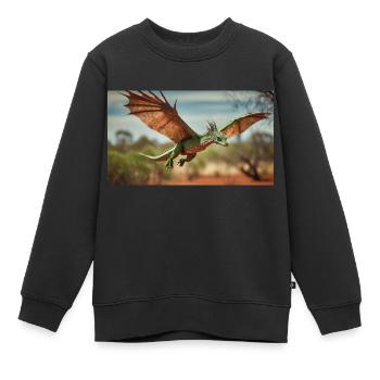 Un dragon vert orange réaliste dans l’outback - Sweat Premium enfant bio - noir - Devant - AI Model Kid Female (0cm)