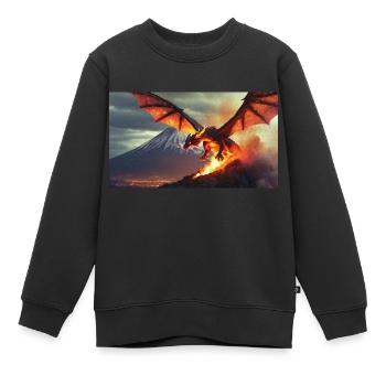 Ein realistischer, majestätischer dunkler Drachenvulkan - Kinder Premium Organic Sweatshirt - Schwarz - Vorne - AI Model Kid Female (0cm)