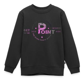 get to the point - Kids Premium Organic Sweatshirt - black - Front - AI Model Kid Female (0cm)