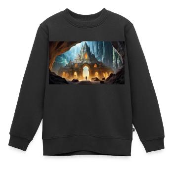 lieux mythiques effrayants – souterrain de l’Agartha - Sweat Premium enfant bio - noir - Devant - AI Model Kid Female (0cm)