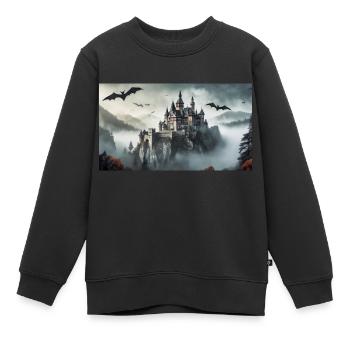 Gruselige mythische Orte – Schloss von Dracula - Kinder Premium Organic Sweatshirt - Schwarz - Vorne - AI Model Kid Female (0cm)