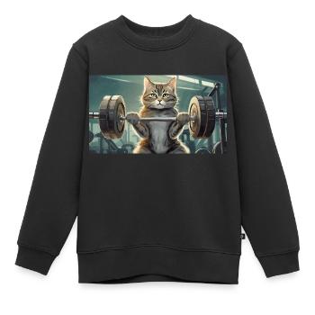 Wortspiel mehrdeutiger deutscher Ausdruck - Muskelkater - Kinder Premium Organic Sweatshirt - Schwarz - Vorne - AI Model Kid Female (0cm)