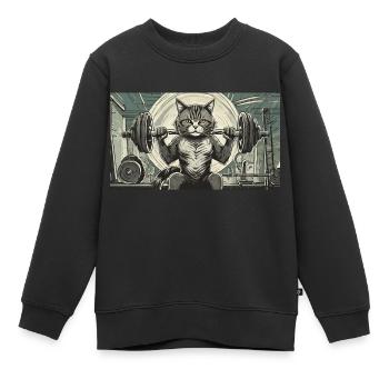 Wortspiel mehrdeutiger deutscher Ausdruck - Muskelkater - Kinder Premium Organic Sweatshirt - Schwarz - Vorne - AI Model Kid Female (0cm)