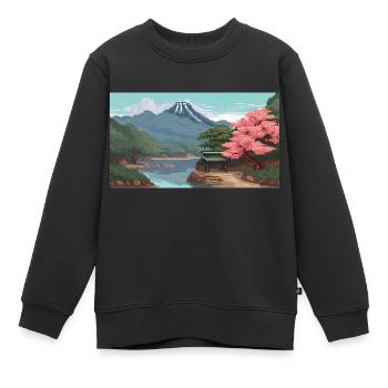 Miho No, Matsubara, Japan - Pixel Art - Kinder Premium Organic Sweatshirt - Schwarz - Vorne - AI Model Kid Female (0cm)