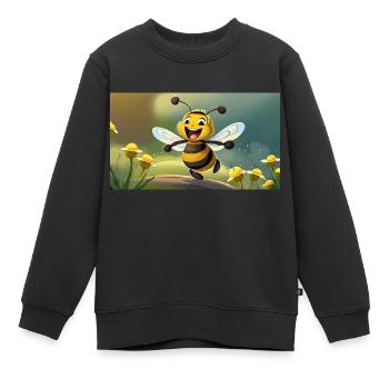 Jeu de mots expression ambiguë – HapBee (Abeille heureuse) - Sweat Premium enfant bio - noir - Devant - AI Model Kid Female (0cm)