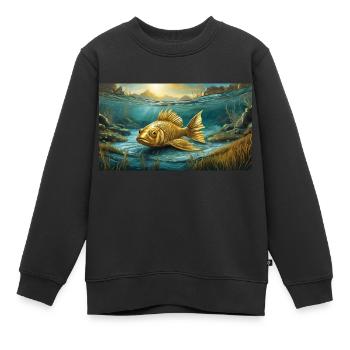Jeu de mots expression ambiguë - Goldfisch (poisson rouge) - Sweat Premium enfant bio - noir - Devant - AI Model Kid Female (0cm)