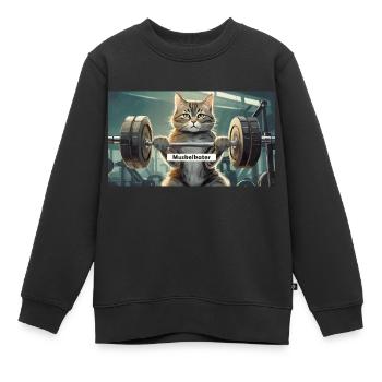 Wortspiel mehrdeutiger deutscher Ausdruck - Muskelkater - Kinder Premium Organic Sweatshirt - Schwarz - Vorne - AI Model Kid Female (0cm)