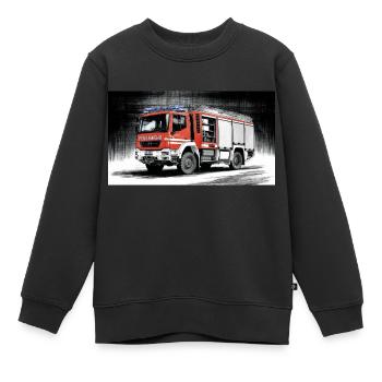 Camion de pompiers - Sweat Premium enfant bio - noir - Devant - AI Model Kid Female (0cm)