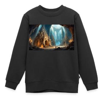wunderschöne mythische Orte – Agartha Inner World - Kinder Premium Organic Sweatshirt - Schwarz - Vorne - AI Model Kid Female (0cm)