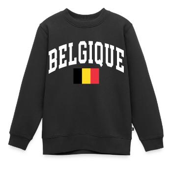 Belgique - Sweat Premium enfant bio - noir - Devant - AI Model Kid Female (0cm)
