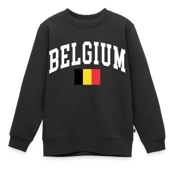 Belgique - Sweat Premium enfant bio - noir - Devant - AI Model Kid Female (0cm)