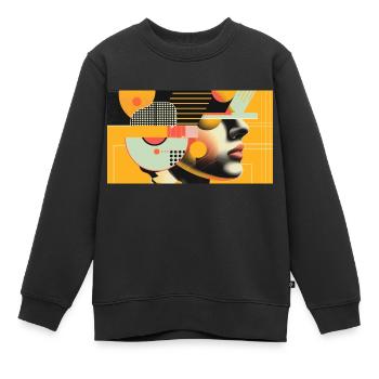 Geometrisches Gesichtsspiel - Kinder Premium Organic Sweatshirt - Schwarz - Vorne - AI Model Kid Female (0cm)