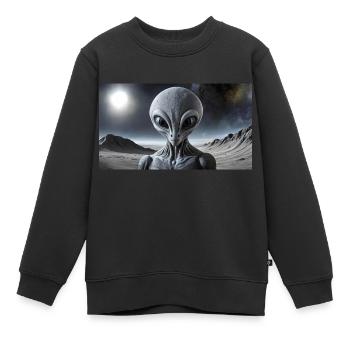 extraterrestre gris sur la surface de la lune – portrait - Sweat Premium enfant bio - noir - Devant - AI Model Kid Female (0cm)
