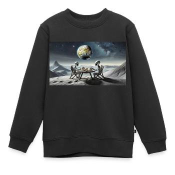 extraterrestre gris à la surface de la lune – dîner - Sweat Premium enfant bio - noir - Devant - AI Model Kid Female (0cm)