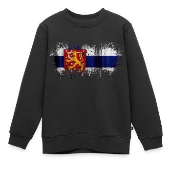 Finlande Suomi helsinki scandinavie viking fine FIN - Sweat Premium enfant bio - noir - Devant - AI Model Kid Female (0cm)