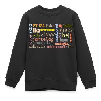 Swedish words - Kids Premium Organic Sweatshirt - black - Front - AI Model Kid Female (0cm)