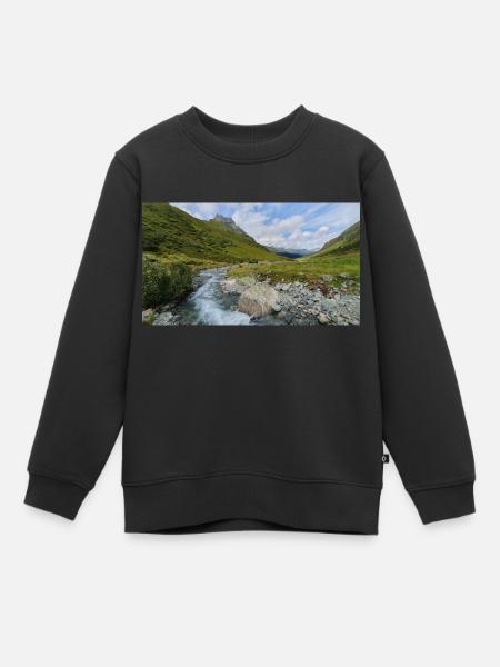 Berglandschaft Panorama mit Fluss - Kinder Premium Organic Sweatshirt - Schwarz