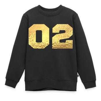 Nummer 2 Gold Glitter - 2. Jahrestag - Kinder Premium Organic Sweatshirt - Schwarz - Vorne - AI Model Kid Female (0cm)
