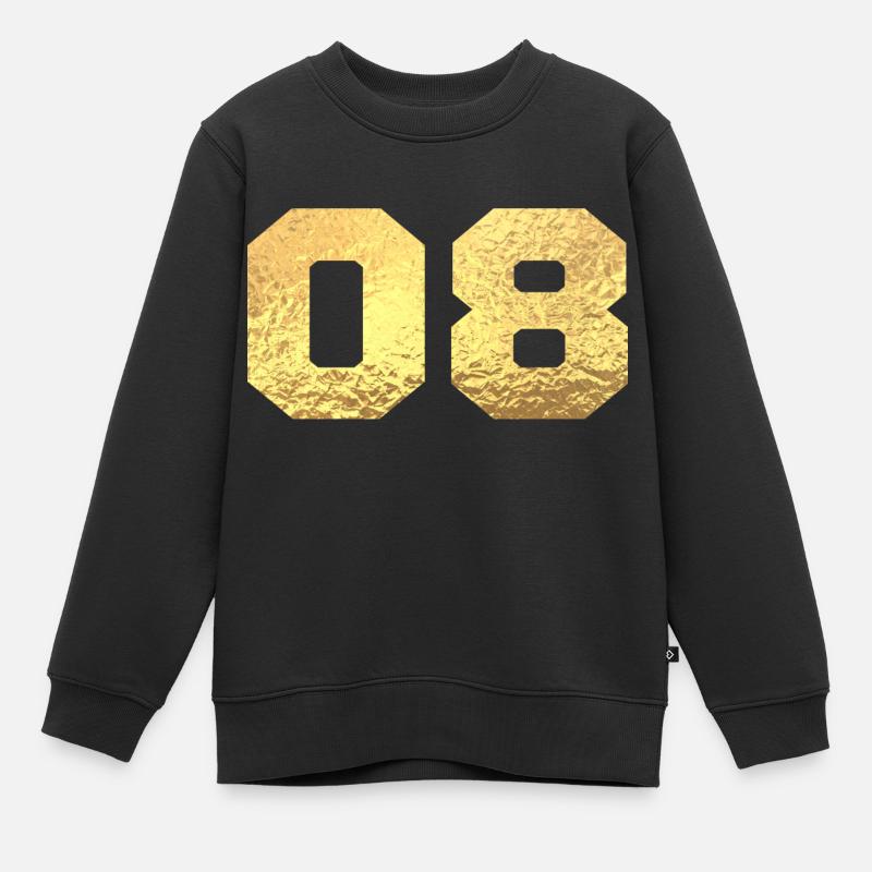 Numéro 8 paillettes doré - 8e anniversaire - Sweat Premium enfant bio - noir