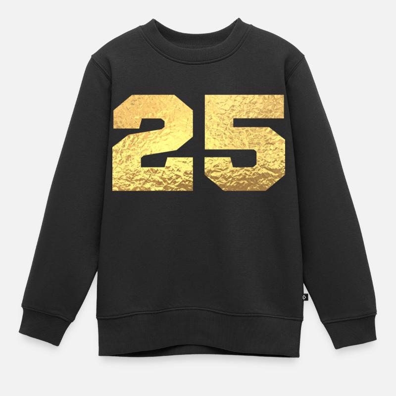 Numéro 25 paillettes doré - 25e anniversaire - Sweat Premium enfant bio - noir