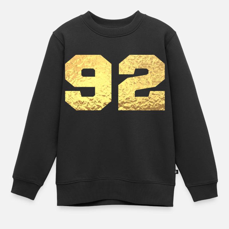 Numéro 92 paillettes doré - 92e anniversaire - Sweat Premium enfant bio - noir