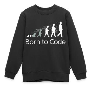 NÉ POUR CODER - Sweat Premium enfant bio - noir - Devant - AI Model Kid Female (0cm)