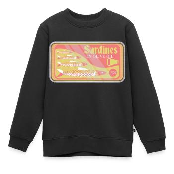 Sardinen in einer Pop-Art aus der Dose - Kinder Premium Organic Sweatshirt - Schwarz - Vorne - AI Model Kid Female (0cm)
