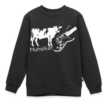 Muhsiker - Kug mit Gitarre - hell - Kinder Premium Organic Sweatshirt - Schwarz - Vorne - AI Model Kid Female (0cm)