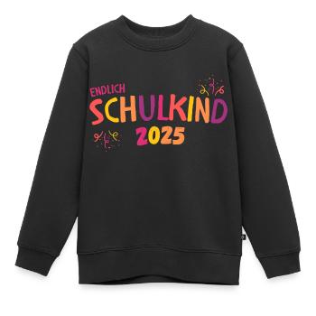 Endlich Schulkind 2025 orange gelb lila Mädchen - Kinder Premium Organic Sweatshirt - Schwarz - Vorne - AI Model Kid Female (0cm)