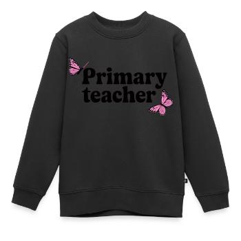 Grundschullehrer Retro gewellte Schmetterlinge - Kinder Premium Organic Sweatshirt - Schwarz - Vorne - AI Model Kid Female (0cm)