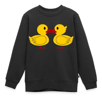 Enten Kuss - Kinder Premium Organic Sweatshirt - Schwarz - Vorne - AI Model Kid Female (0cm)