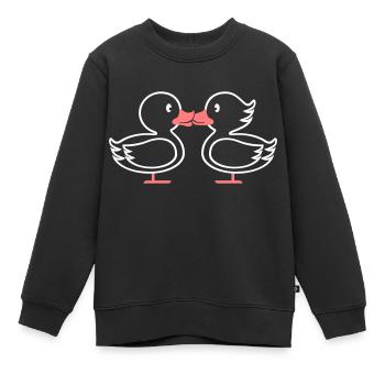 Enten Kuss Linie - Kinder Premium Organic Sweatshirt - Schwarz - Vorne - AI Model Kid Female (0cm)