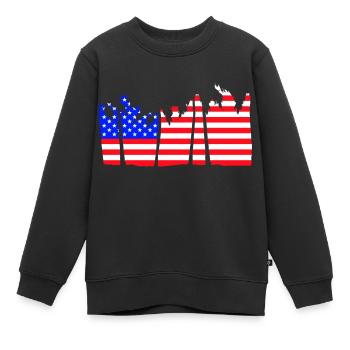 USA Flagge Palmen Sterne und Streifen Amerika Cool - Kinder Premium Organic Sweatshirt - Schwarz - Vorne - AI Model Kid Female (0cm)