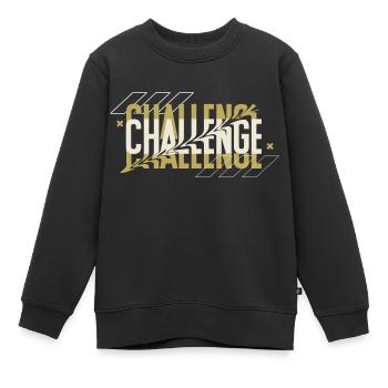 Black Typography Challenge Hoodie - Kinder Premium Organic Sweatshirt - Schwarz - Vorne - AI Model Kid Female (0cm)