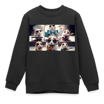 mignon cochon d’Inde déguisé en groupe de rock - Sweat Premium enfant bio - noir - Devant - AI Model Kid Female (0cm)
