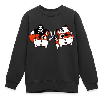 2 Kleine Süße Pirat Füchse Augenklappe Säbel Duell - Kinder Premium Organic Sweatshirt - Schwarz - Vorne - AI Model Kid Female (0cm)