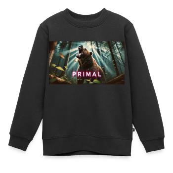 PRIMAL BEAR - Kids Premium Organic Sweatshirt - black - Front - AI Model Kid Female (0cm)