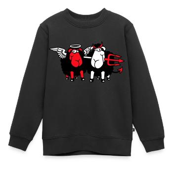 2 Mouton Ange Diable Satan Enfer Mal Paradis Bien - Sweat Premium enfant bio - noir - Devant - AI Model Kid Female (0cm)