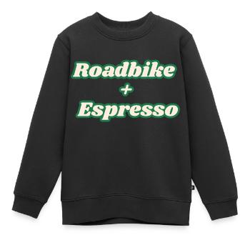 Roadbike + Espresso - Kinder Premium Organic Sweatshirt - Schwarz - Vorne - AI Model Kid Female (0cm)